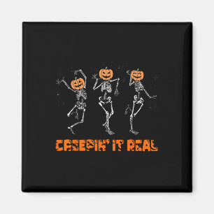 Skeleton Dancing Creeping It Real Halloween Funny  Magnet