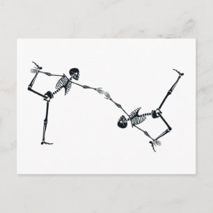 Skeleton Dancing Halloween Postcard