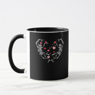 Skeleton Dancing Heart Valentines Day Gift Skull Mug