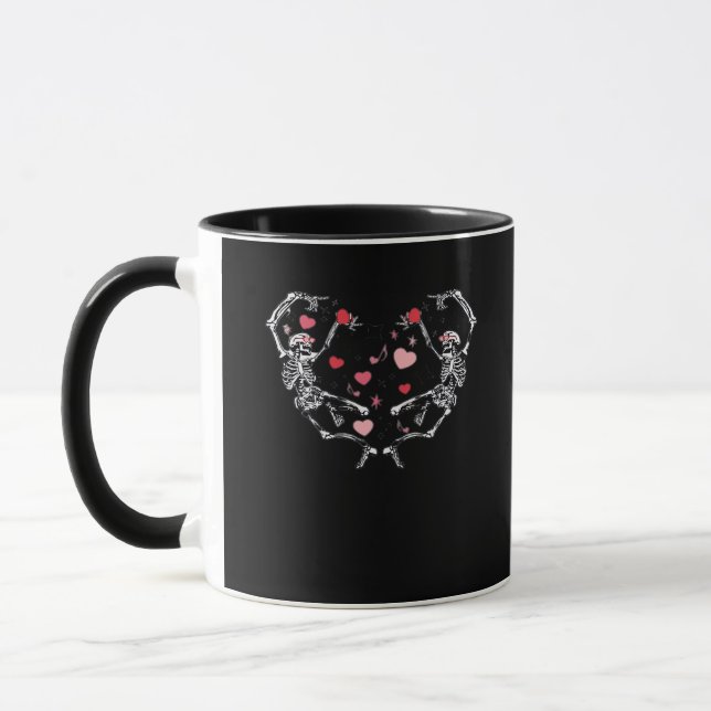 Skeleton Dancing Heart Valentine's Day Gift Skull  Mug (Left)