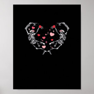 Skeleton Dancing Heart Valentine's Day Gift Skull  Poster