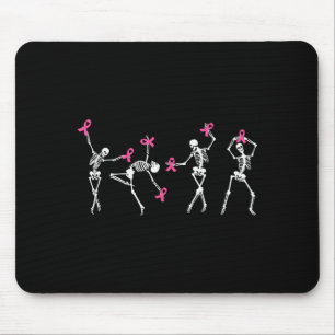 Skeleton Dancing Nk Ribbon Breast Cancer Awareness Mouse Mat
