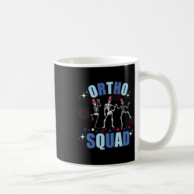 Skeleton Dancing Ortho Squad 4th Of July Usa Flag  Coffee Mug (Right)