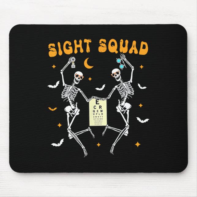 Skeleton Dancing Sight Squad Halloween Optometrist Mouse Mat (Front)