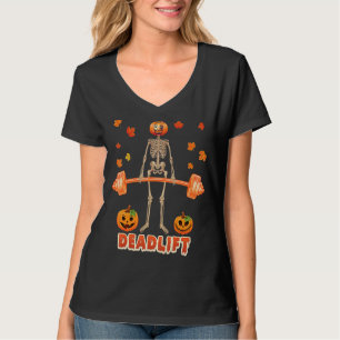 Skeleton Deadlift Halloween Lifting Weight Powerli T-Shirt