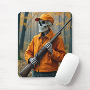 Skeleton Deer Hunter Carrying a Rifle Mouse Mat