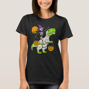 Skeleton Dino Pumpkin Halloween Costume Toddler Bo T-Shirt