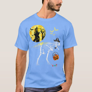 Skeleton Dinosaur T Re Pirate Funny Halloween Cost T-Shirt