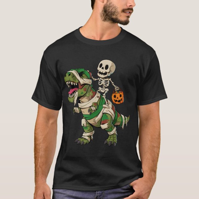 Skeleton Dinosaur T Rex Boys Kids T-Shirt (Front)