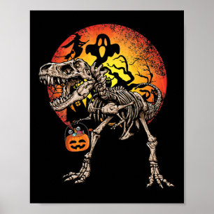 Skeleton Dinosaur T rex Pumpkin Halloween Costume  Poster