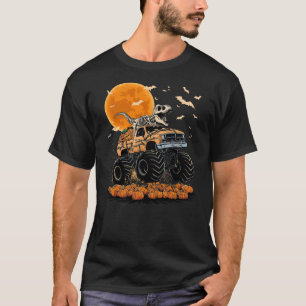 Skeleton Dinosaur T-rex Riding Monster Truck Hallo T-Shirt