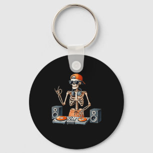 Skeleton Dj Halloween Costume Turntable Music Funn Key Ring