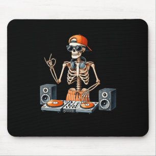 Skeleton Dj Halloween Costume Turntable Music Funn Mouse Mat