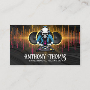 Skeleton Dj   Music Speakers Equalizer Background Business Card