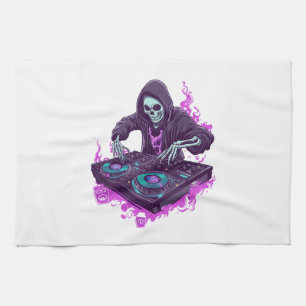 Skeleton DJ Tea Towel