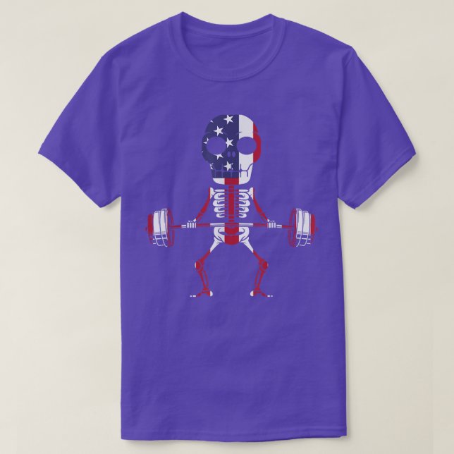 Skeleton do gym eercise weight lifting usa  T-Shirt (Design Front)