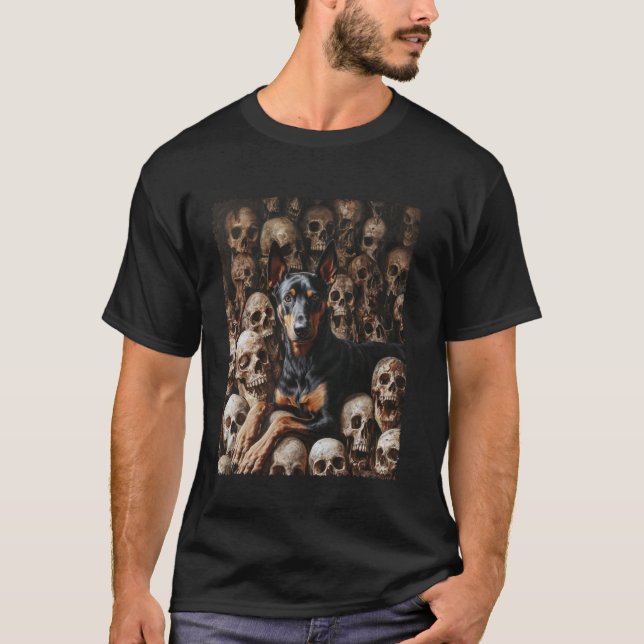 Skeleton Doberman Pinscher Black T-Shirt (Front)