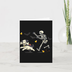 Skeleton Dog Funny Halloween Chasing Scene Card