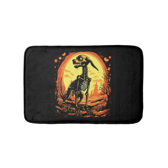 Skeleton Dog Halloween Art Bath Mat (Front)