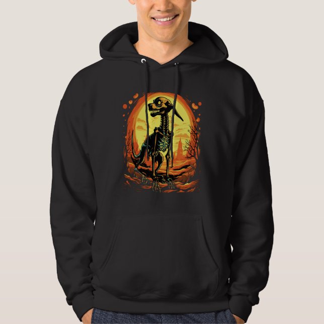 Skeleton Dog Halloween Art Hoodie (Front)