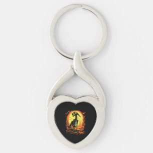 Skeleton Dog Halloween Art Key Ring