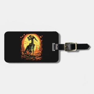 Skeleton Dog Halloween Art Luggage Tag