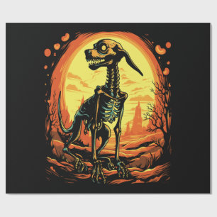 Skeleton Dog Halloween Art Wrapping Paper