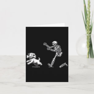 Skeleton Dog Halloween Skeleton Chasing Dog Card