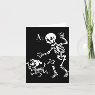 Skeleton Dog Stealing Bone Halloween Costume Pet Card