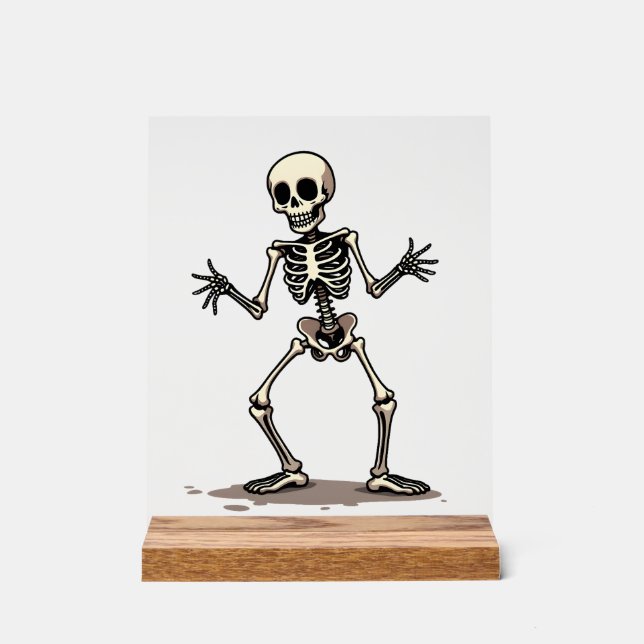Skeleton Doing the Dab � Funny Halloween Dance Shi Acrylic Sign (Front)