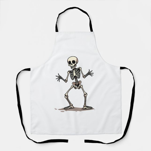 Skeleton Doing the Dab – Funny Halloween Dance Shi Apron (Front)