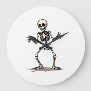 Skeleton Doing the Dab � Funny Halloween Dance Shi Large Clock