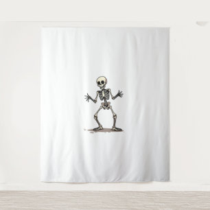 Skeleton Doing the Dab – Funny Halloween Dance Shi Tapestry