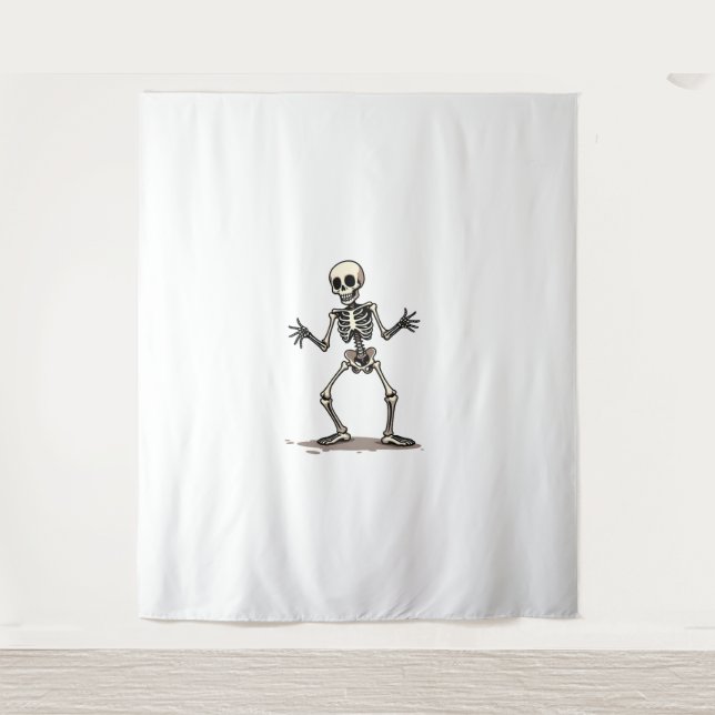 Skeleton Doing the Dab – Funny Halloween Dance Shi Tapestry (Front)