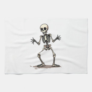 Skeleton Doing the Dab � Funny Halloween Dance Shi Tea Towel