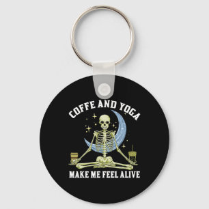 Skeleton Doing Yoga And Drinking Coffee I Feel Ali Key Ring