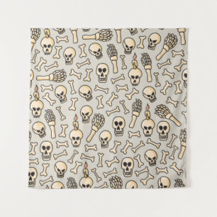 Skeleton Doodles: Vintage Textile Pattern. Tapestry