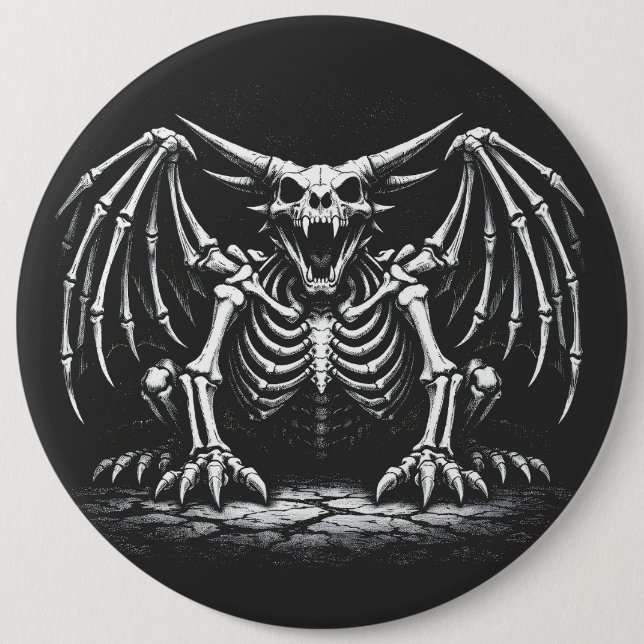 Skeleton Dragon by BurnsInHell 6 Cm Round Badge (Front)