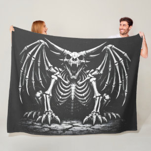 Skeleton Dragon by BurnsInHell Fleece Blanket