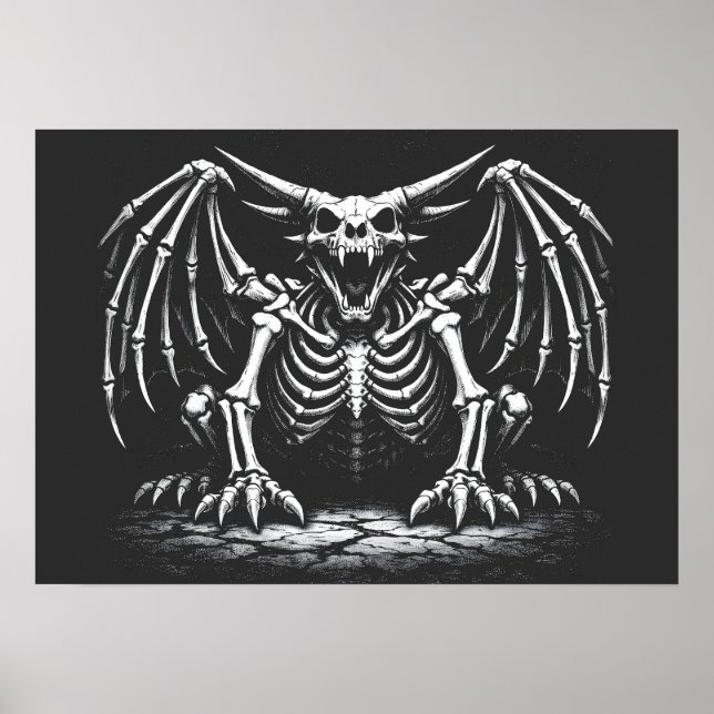 Skeleton Dragon by BurnsInHell Poster (Front)