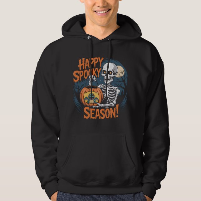 Skeleton & Dragon Halloween Art Hoodie (Front)