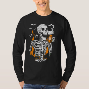 Skeleton Drink Coffee Boo Halloween Costume T-Shirt