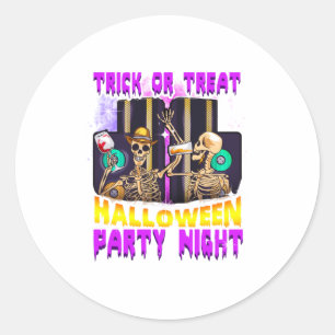 Skeleton Drink Wine Party Night Classic Round Sticker
