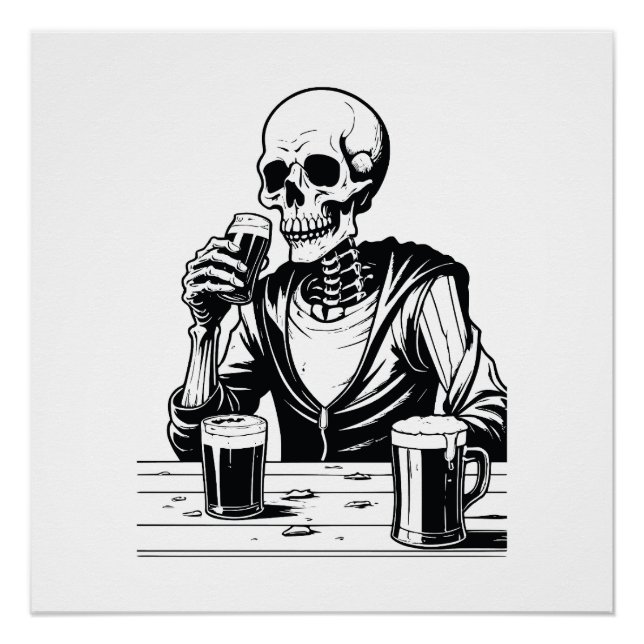 SKELETON DRINKING BEER POSTER (Front)