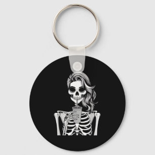 Skeleton Drinking Beverage Monochrome Gothic Hallo Key Ring