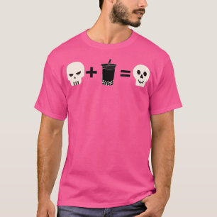 Skeleton Drinking Boba or Bubble Tea Halloween Cut T-Shirt