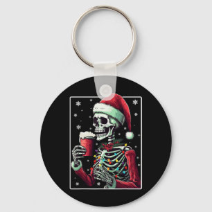 Skeleton Drinking Cocoa - Funny Hot Chocolate Xmas Key Ring
