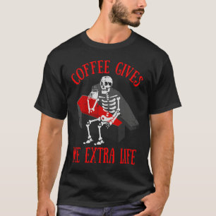 Skeleton Drinking  Coffee  Cup Of Hot Coffee T-Shirt
