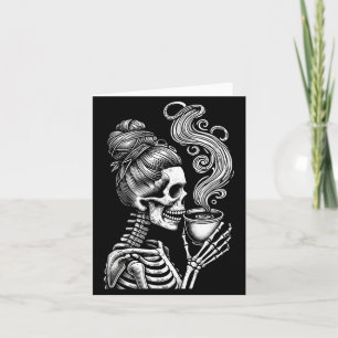 Skeleton Drinking Coffee Funny Halloween Costume Card