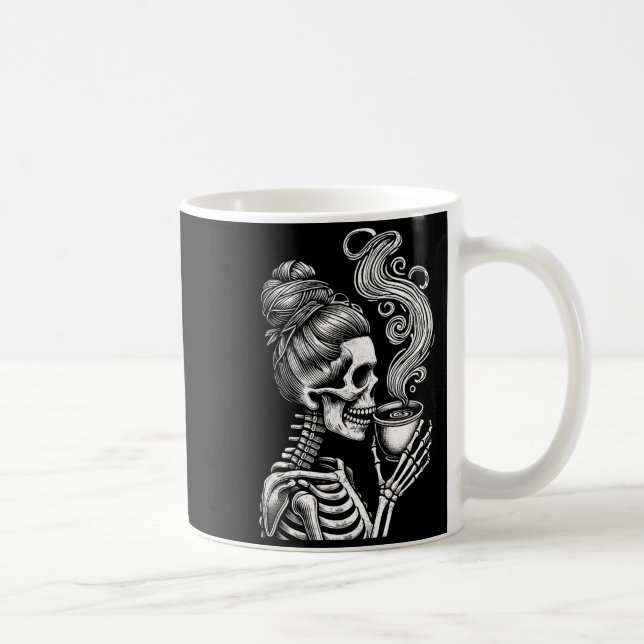 Skeleton Drinking Coffee Funny Halloween Costume Mug (Right)